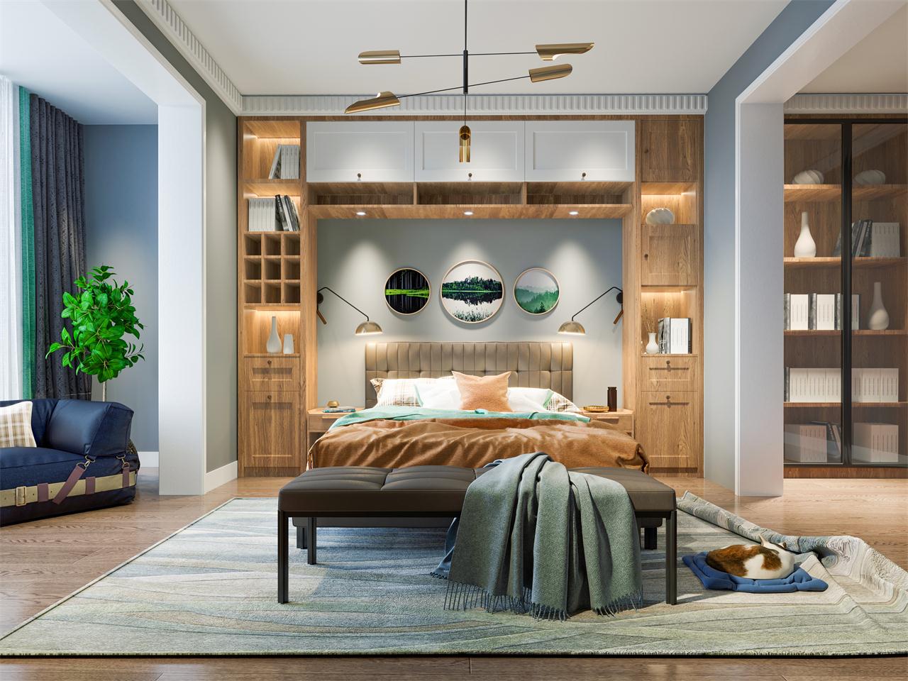 淺核桃木生態板-板材全屋定制案例