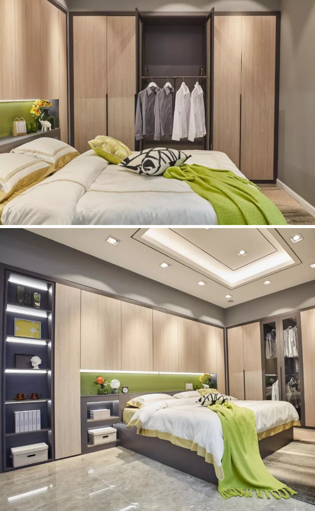 鵬鴻免漆生態(tài)板清風(fēng)胡桃定制衣柜實拍